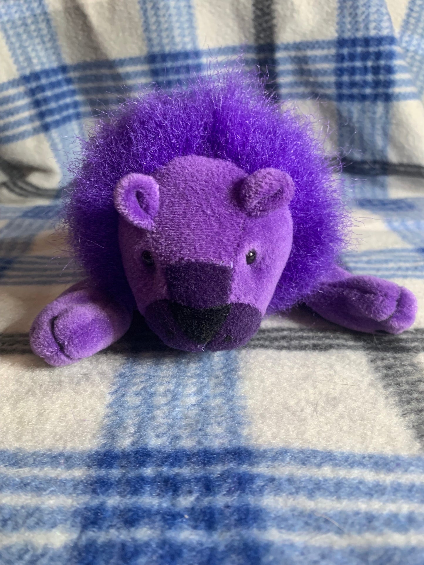 Vintage Purple Clark/Clarence the Lion Floppy Friends Beanie Plush. Rare and Hard to Find!