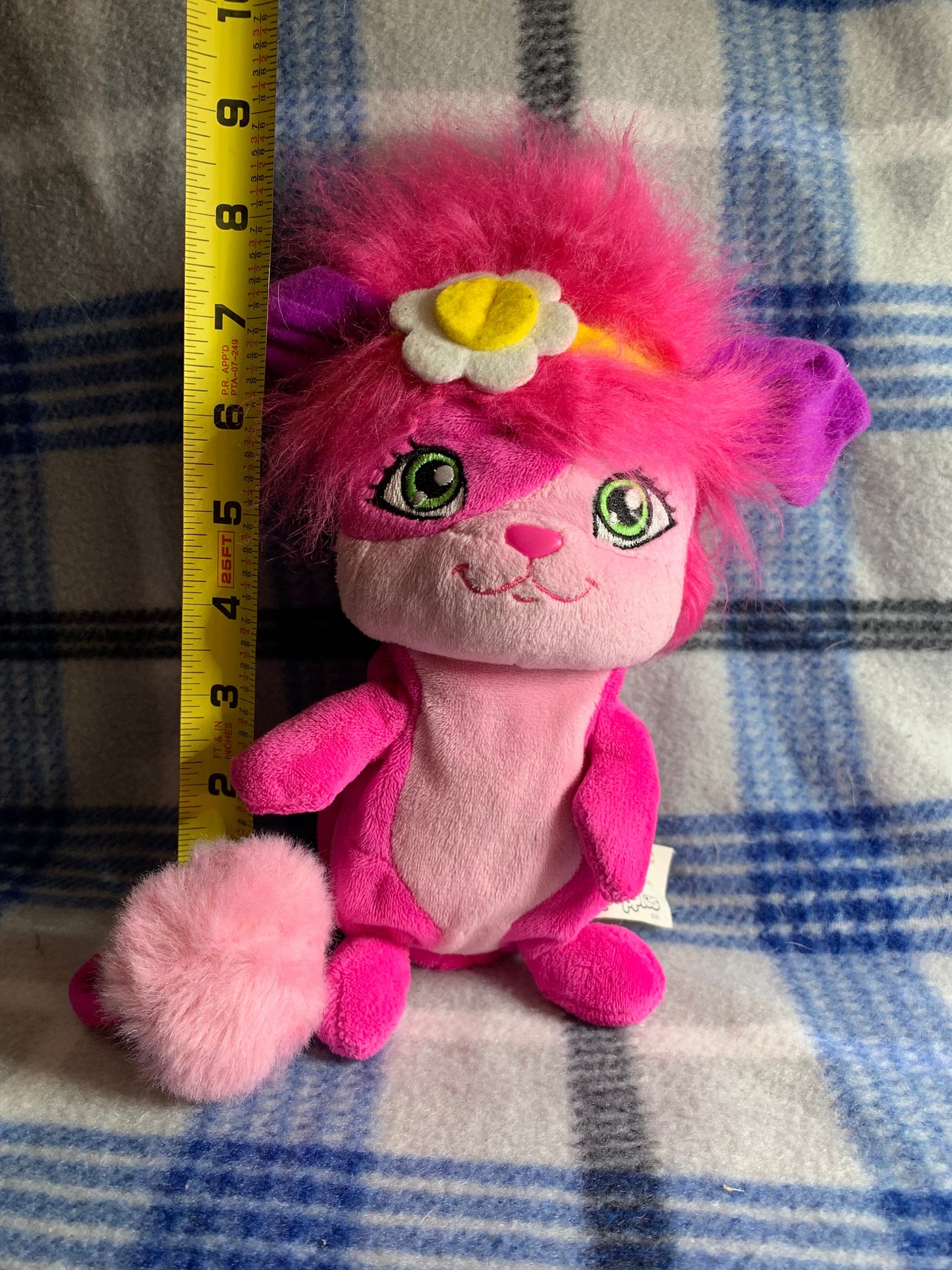 Popples BUBBLES Pink Doll Plush. Spin master. White Flower 8”