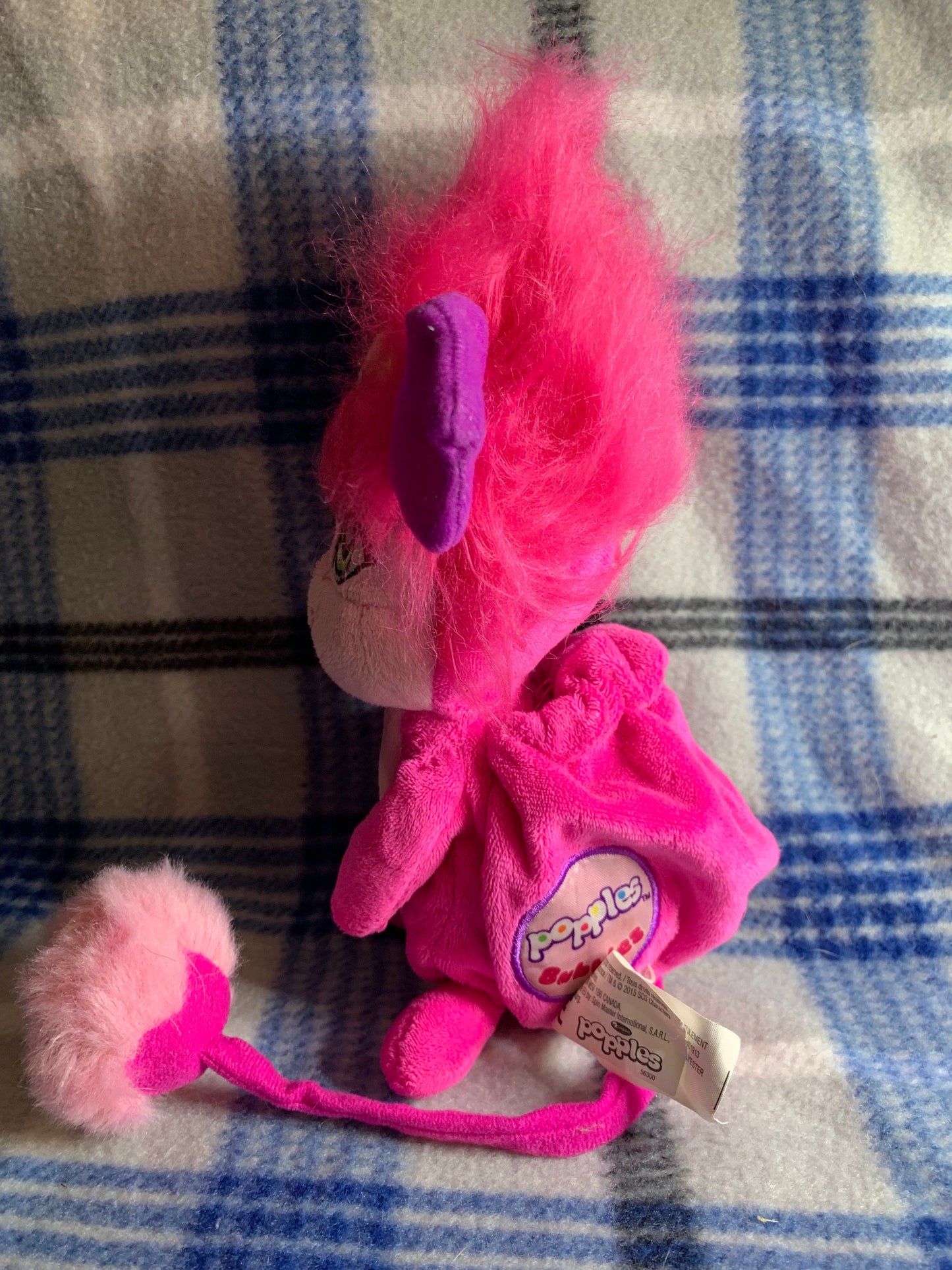 Popples BUBBLES Pink Doll Plush. Spin master. White Flower 8”