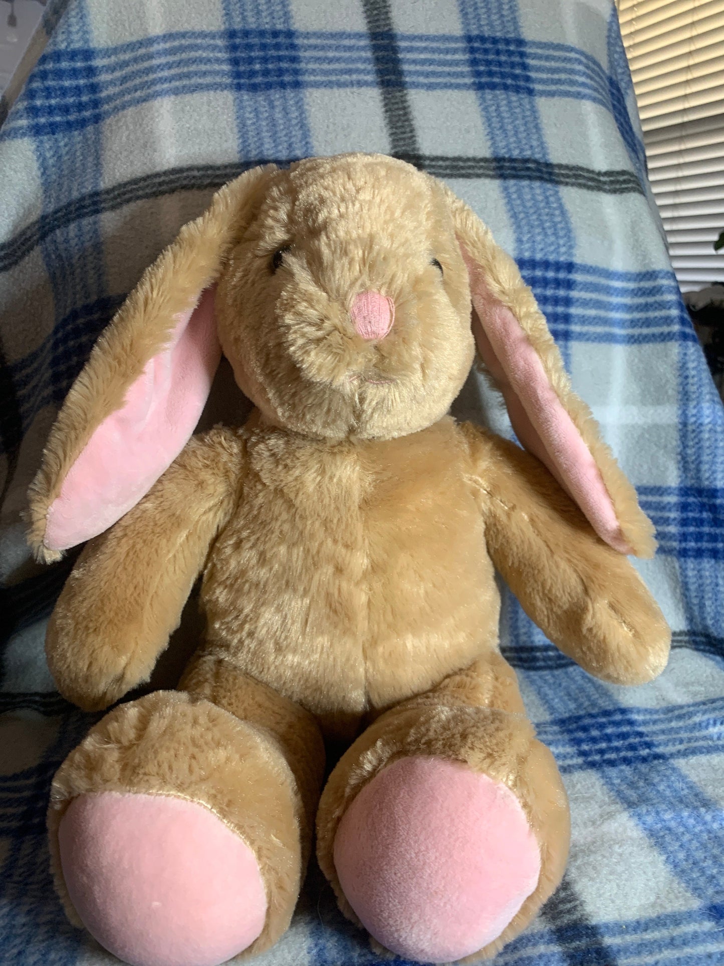 Build a Bear Tan Pawlette Bunny Rabbit Plush. Pink Feet and White Tail