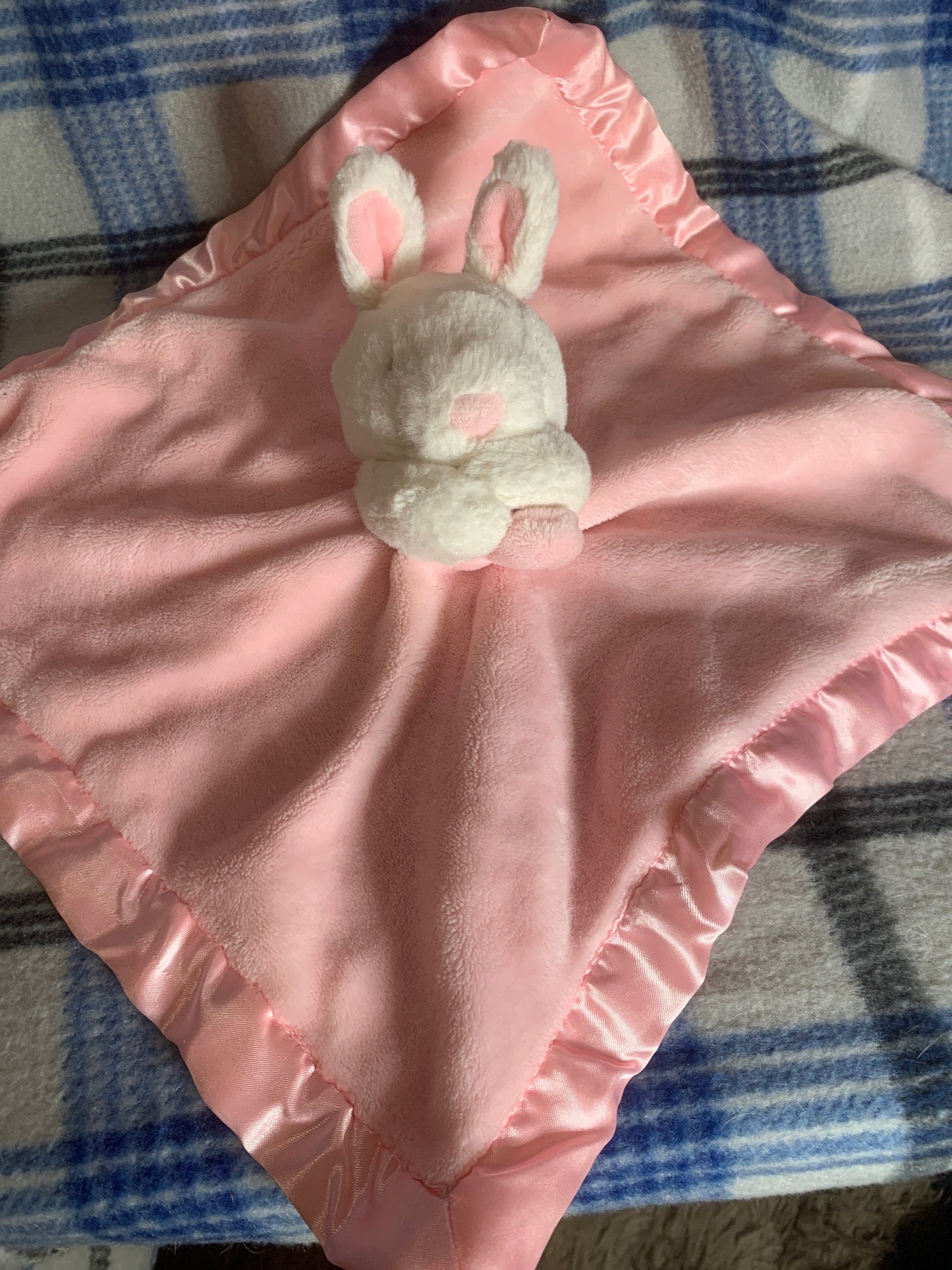 Carters Pink Satin White Bunny Lovey Baby Security Blanket