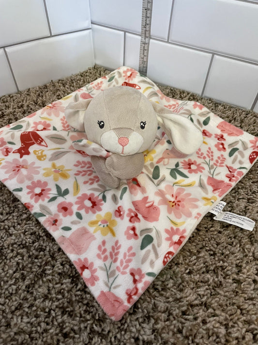 Modern Moments by Gerber Gray Bunny Rabbit Floral Lovey security blanket