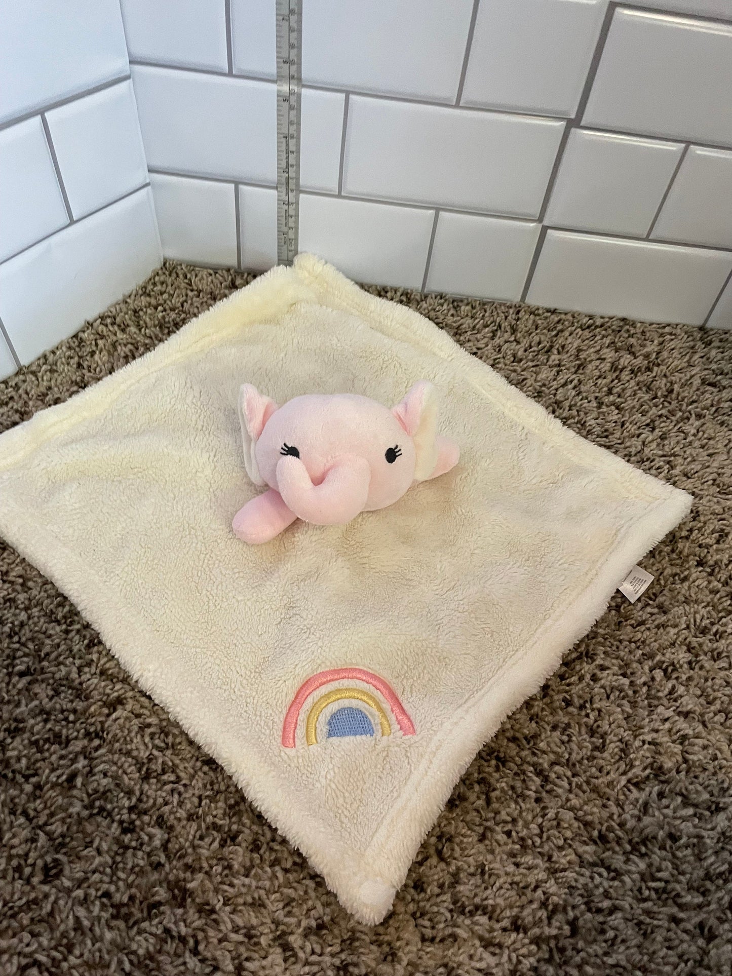Sandy & Simon Pink and Cream Elephant Lovey Security Blanket Plush