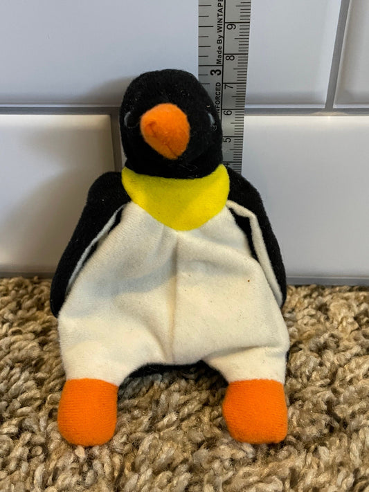 TY Beanie Baby Black, White Waddle the Penguin Plush 1997