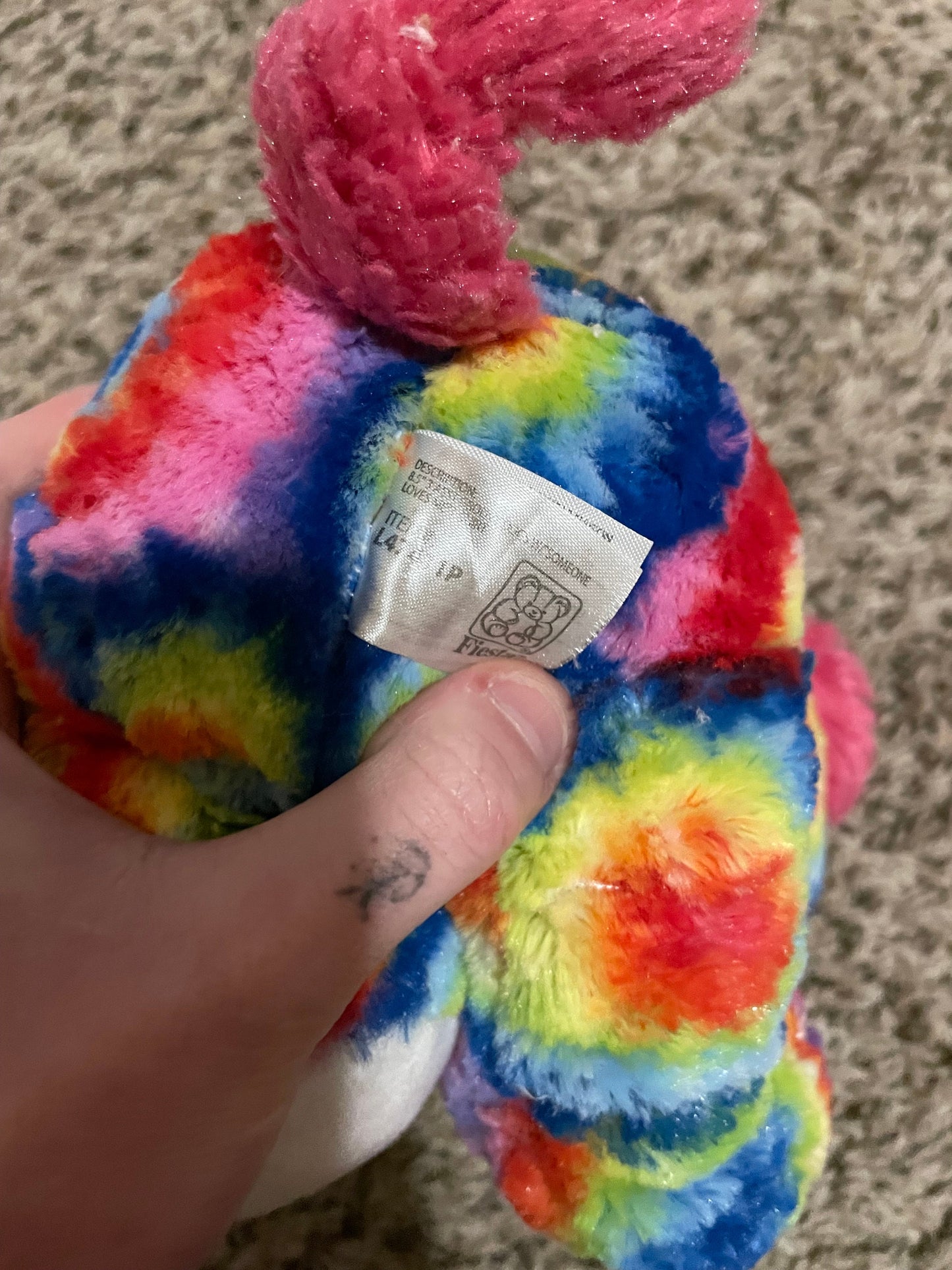 Fiesta Tie Dye Rainbow Puppy Dog Plush