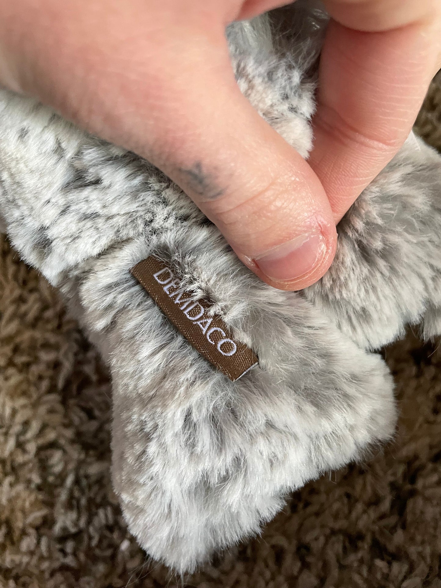 Demdaco Luxurious Small Extra Soft Gray Elephant Plush With Blue Ear Lining.