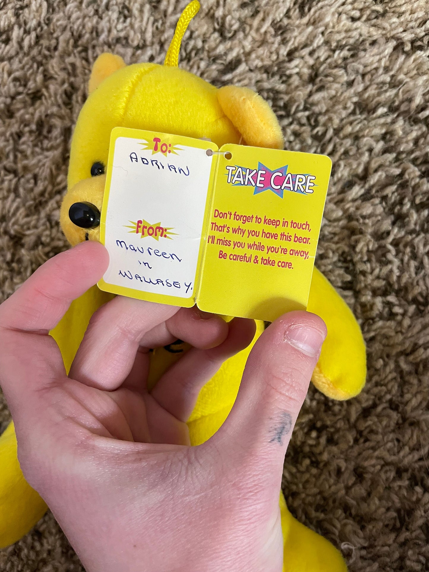 Take Care Yellow Teddy bear Skansen Australia Plush NWT