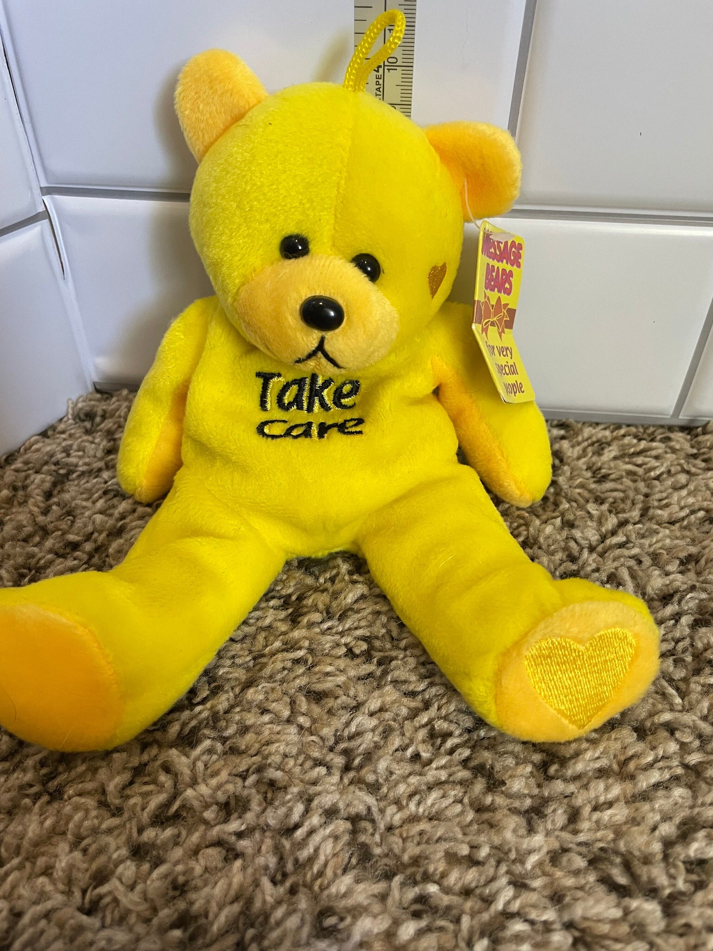 Take Care Yellow Teddy bear Skansen Australia Plush NWT