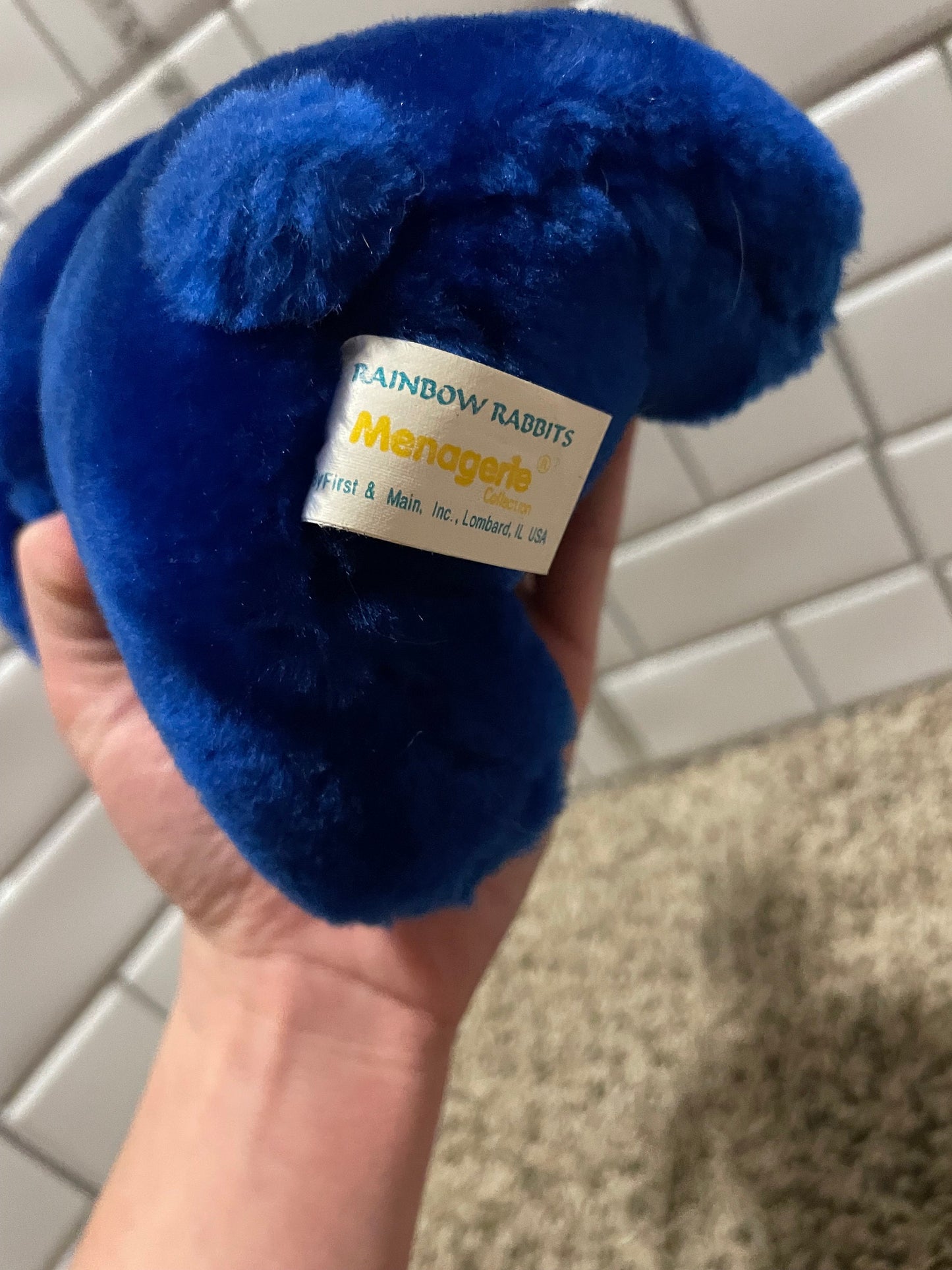First and Main Rainbow Rabbits Blue Bunny Plush