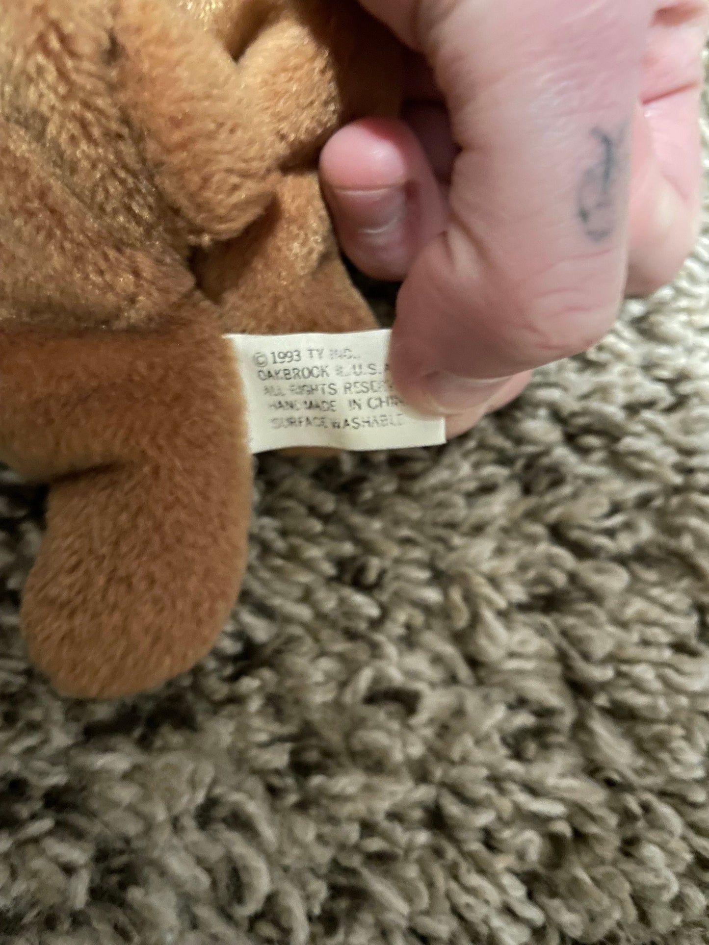 Ty beanie babies 1993 Cubbie brown bear plush