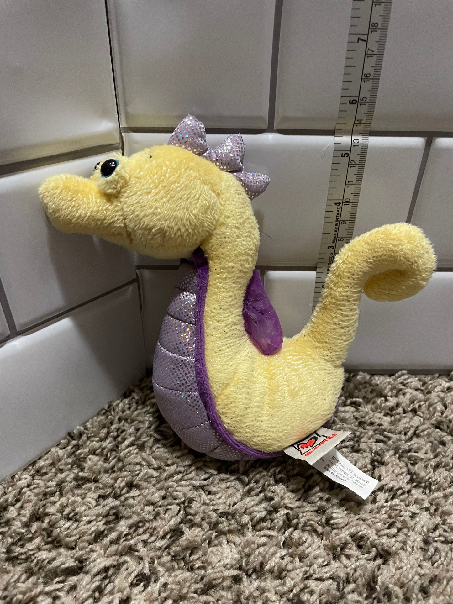 Webkinz Yellow and Purple Lil Kinz Seahorse plush. No code