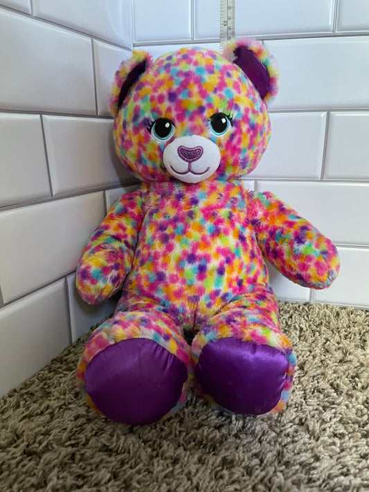 Build A Bear Kitty Cat Plush Rainbow Confetti Dots