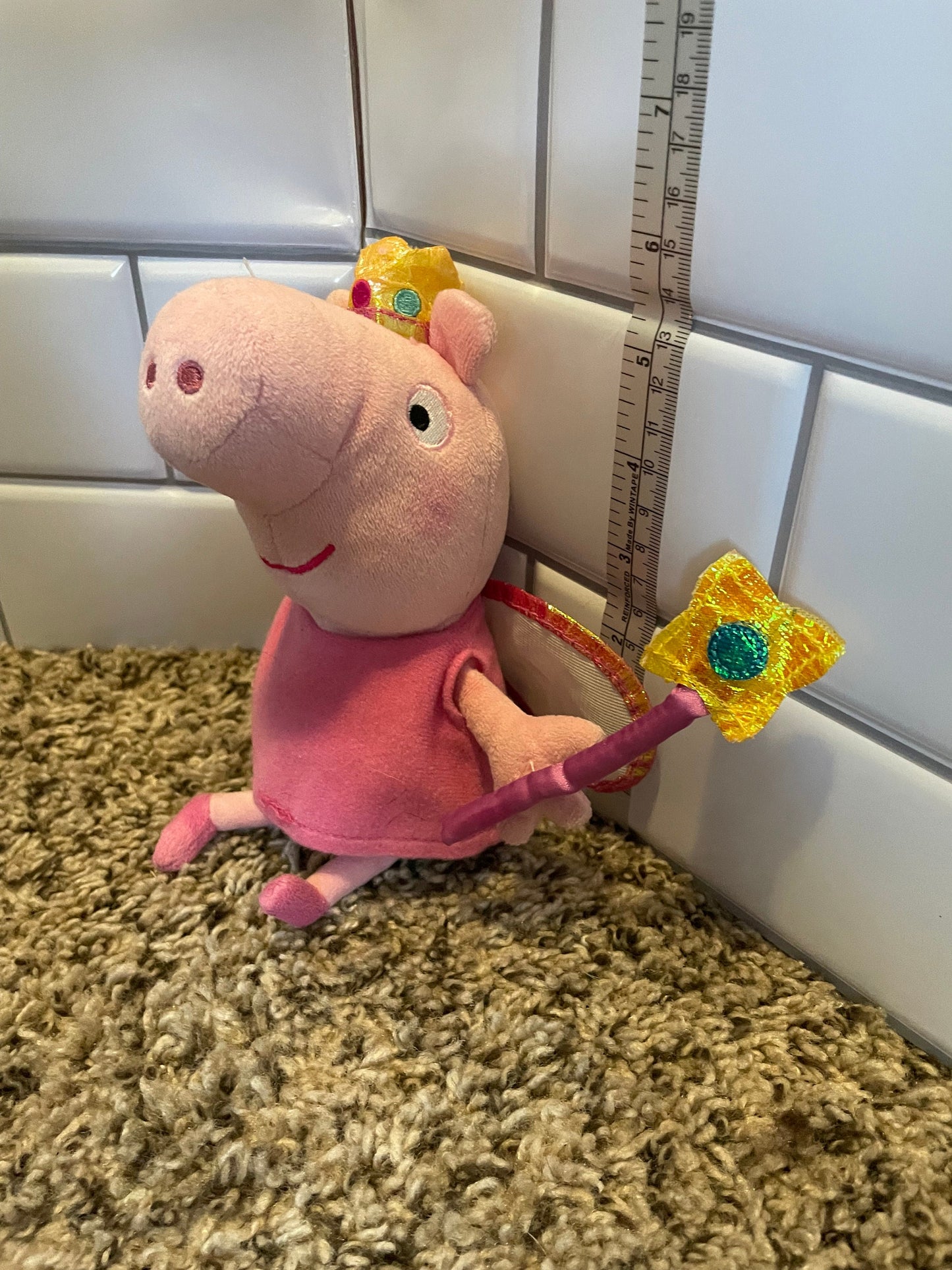 Princess Peppa Pig Pink Pig Plush Yellow Crown And Wand