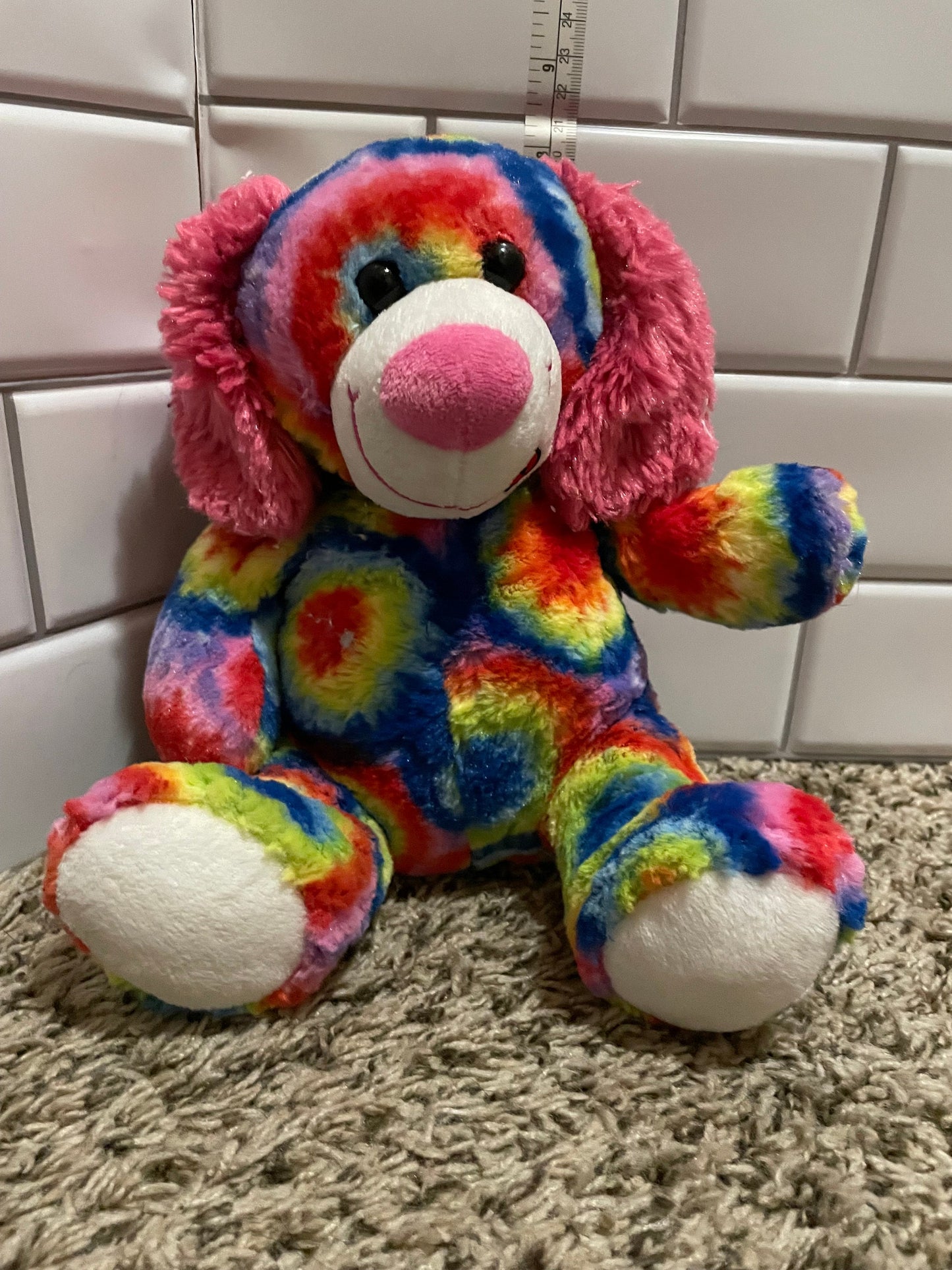 Fiesta Tie Dye Rainbow Puppy Dog Plush