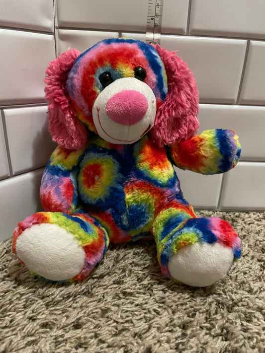 Fiesta Tie Dye Rainbow Puppy Dog Plush