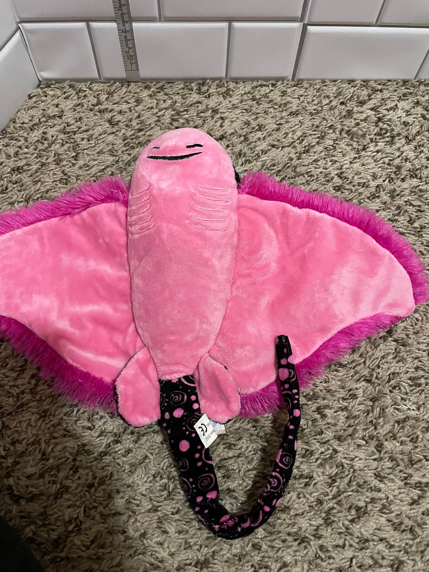 Seaworld pink and black stingray plush
