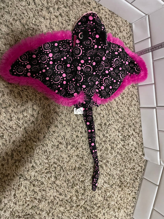 Seaworld pink and black stingray plush