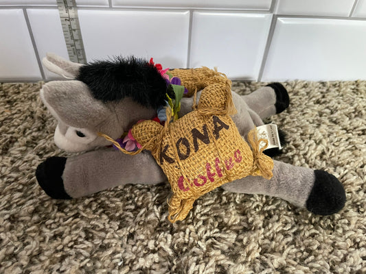 Hawaii Ekake Hau Lani Donkey Plush. Kona Coffee Hawaiian Collectibles Souvenir