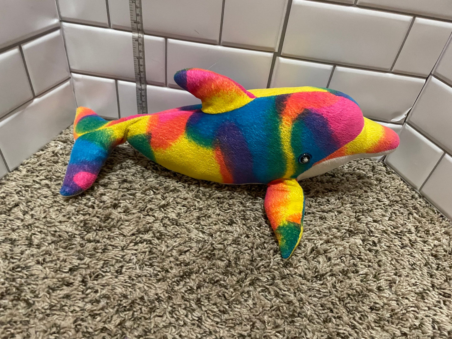 Seaworld rainbow dolphin plush