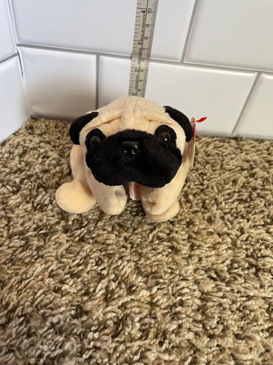 Ty beanie babies Pugsley pug plush NWT