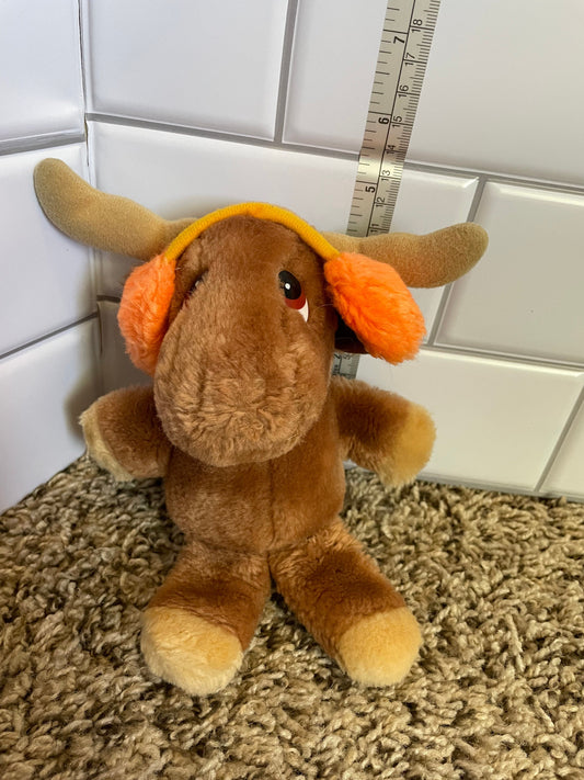 Dakin Moose Plush - Filled with Nutshells 9" Stuffed 1982 Vintage Plush Rare and Htf!