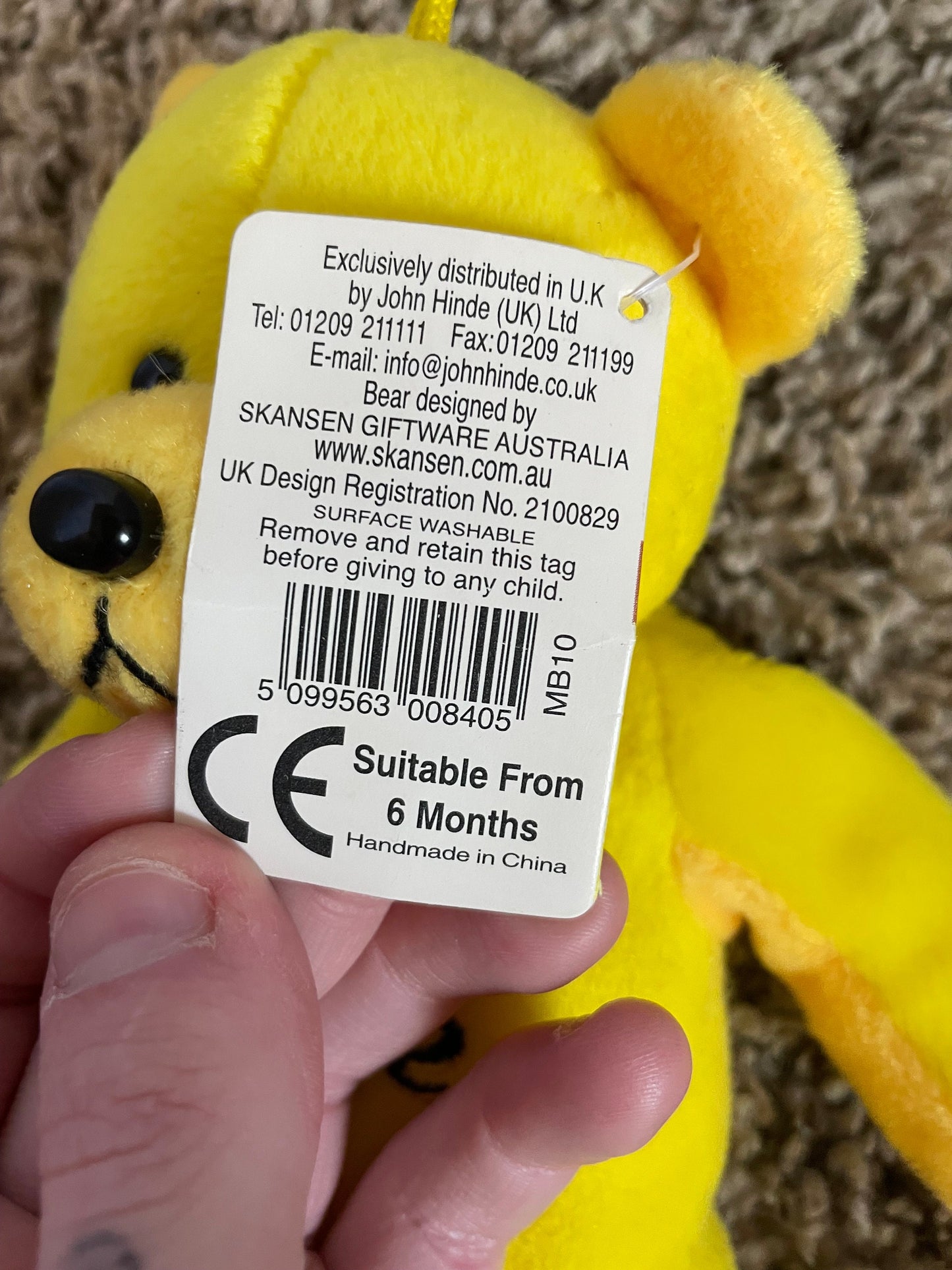 Take Care Yellow Teddy bear Skansen Australia Plush NWT