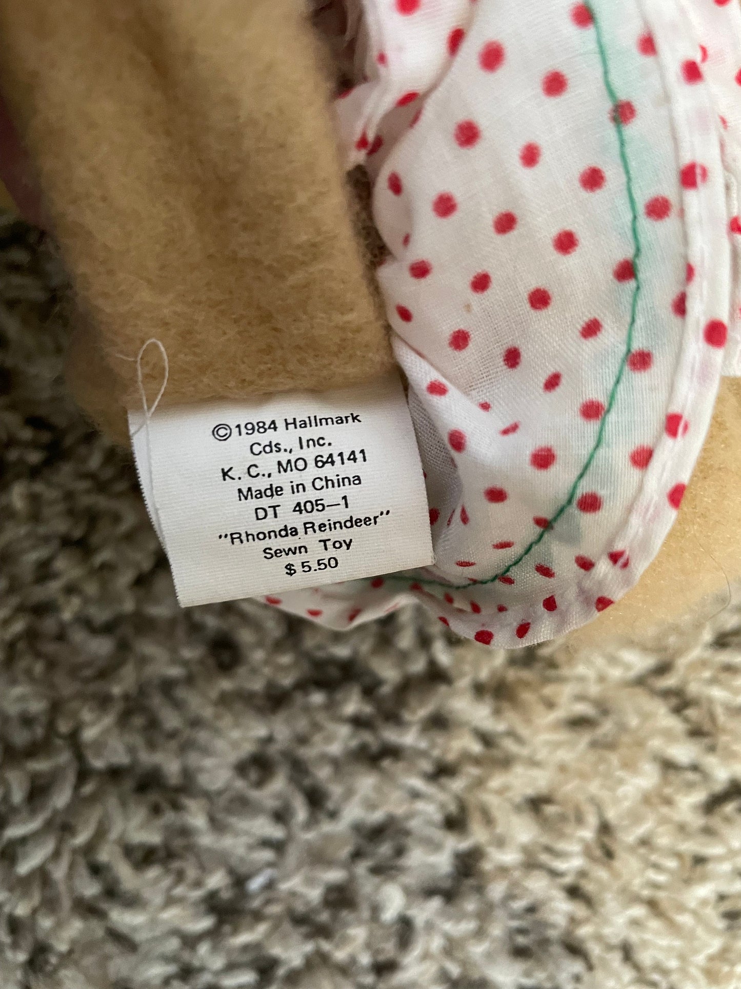 Hallmark Rhonda Reindeer Vintage 1984 Plush