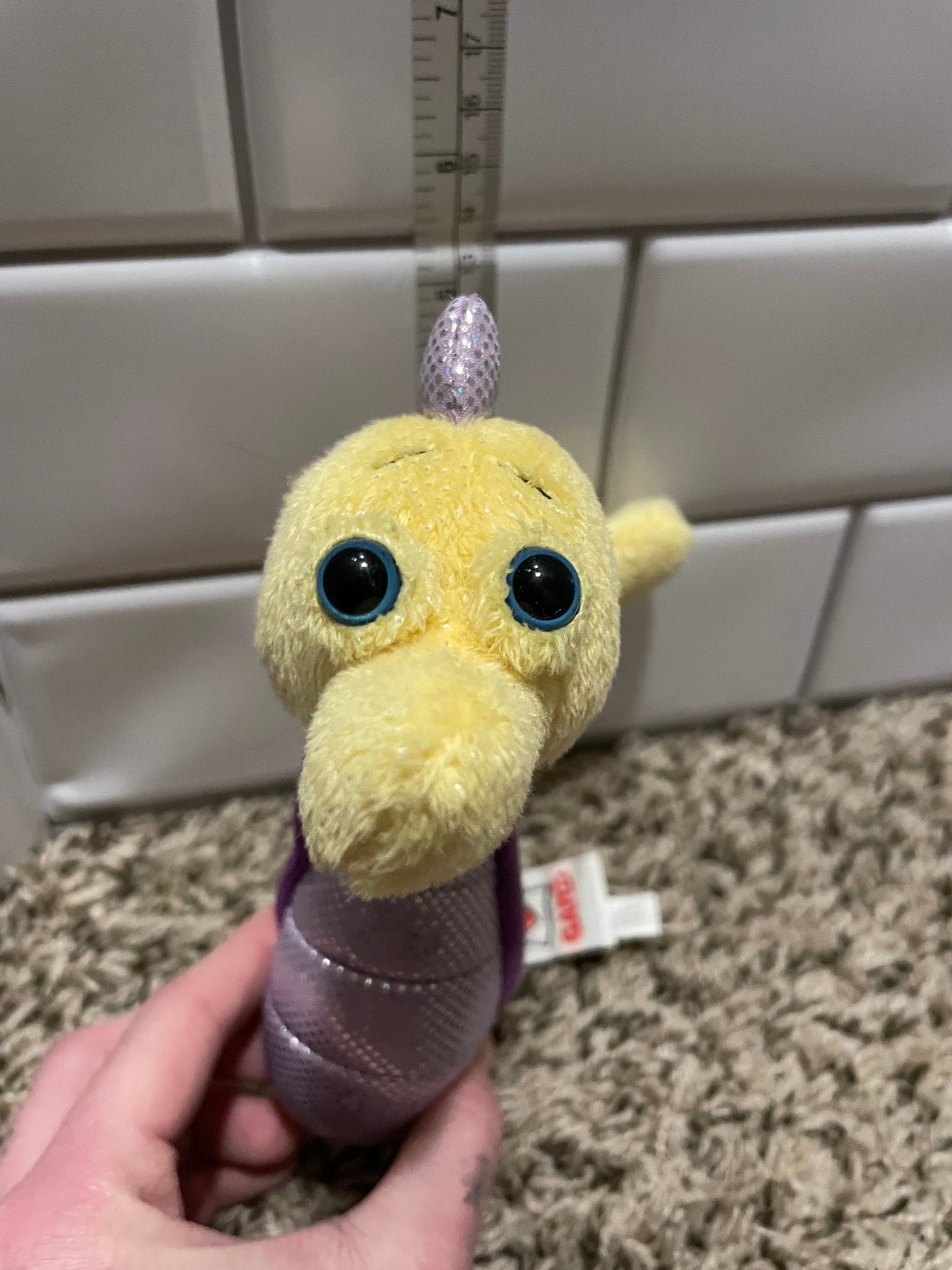 Webkinz Yellow and Purple Lil Kinz Seahorse plush. No code