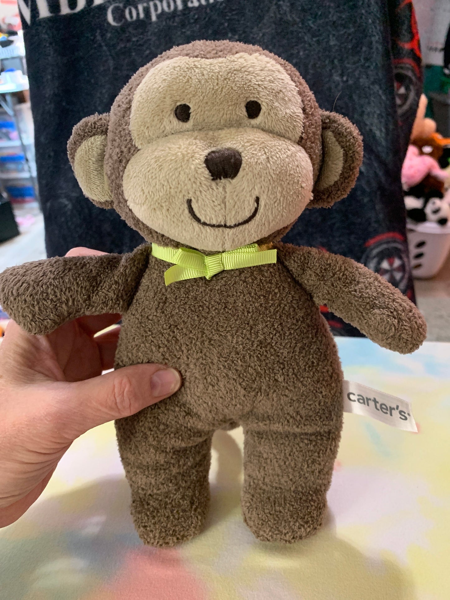 Carters  Brown and Tan Monkey Rattle Plush. Approximately 8”
