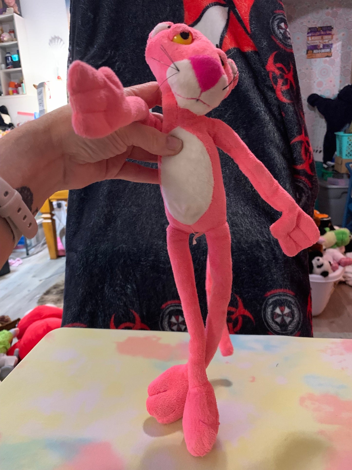 Sassy Long thin Pink Panther Plush with hang loop