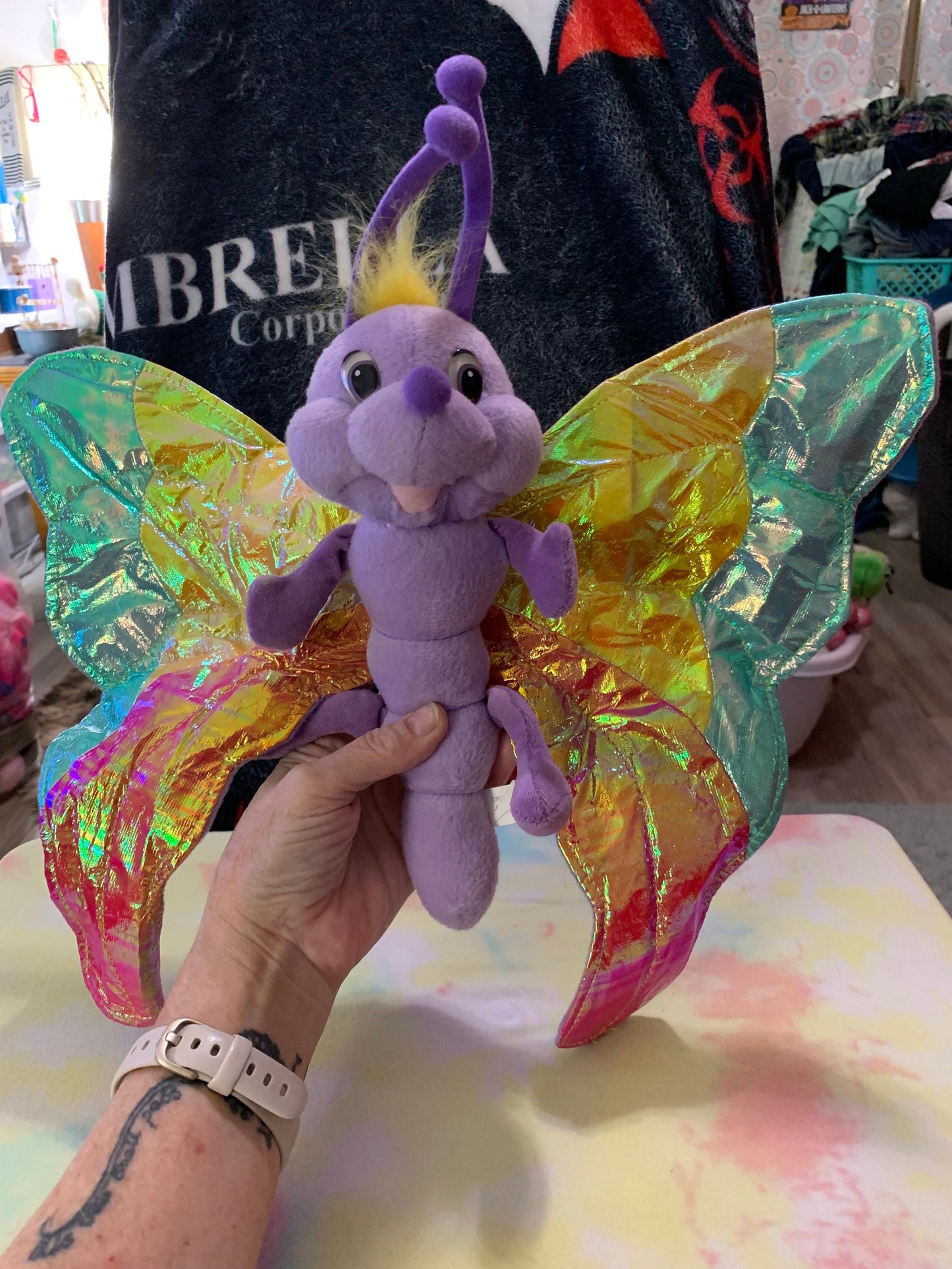 Vintage Circus Circus Purple Butterfly Plush, Iridescent Wings