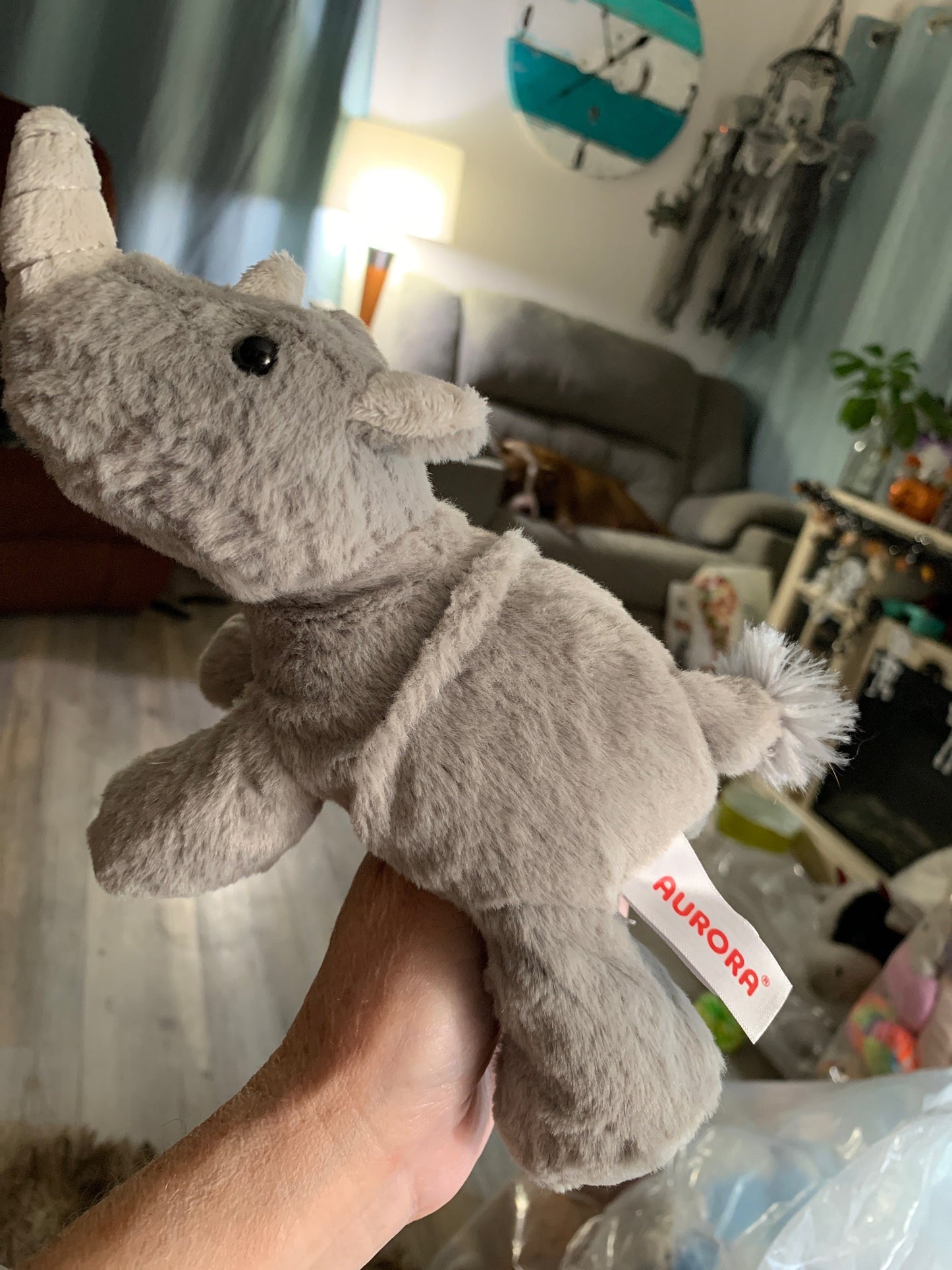 Aurora Small Rhino Plush. Mini Flopsie. Great Condition. Approximately 8”