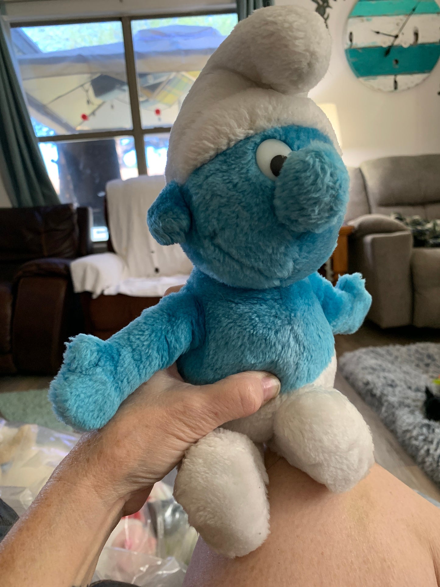 Vintage 1981 Wallace Berrie Smurfs Boy Plush, Restored Collectible