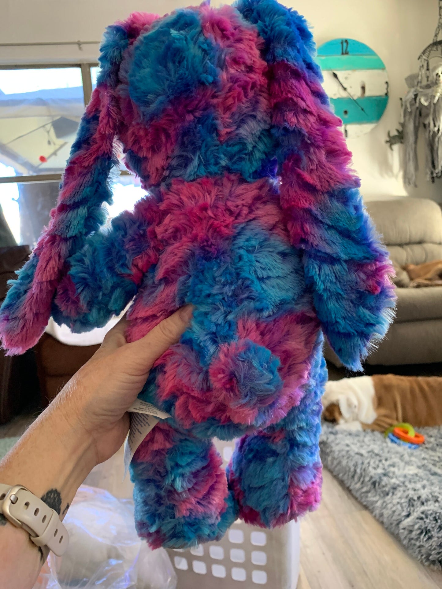 Build a Bear Lilac Pink, Purple and Blue Tie Dye Style Bunny Plush