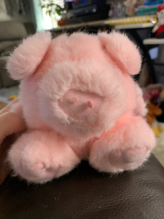 Pink Pig Plush. Oriental Trading Company Sitting Position. Small!