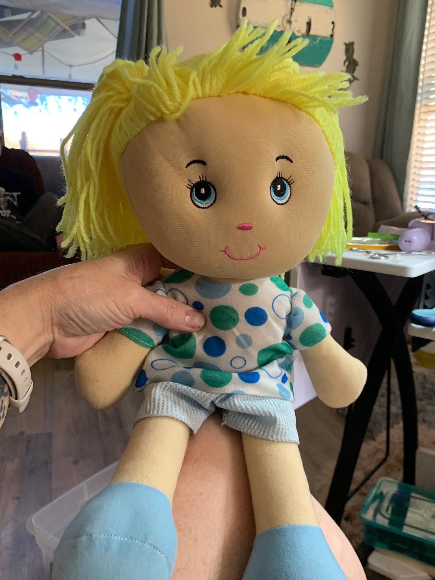 Homerbest Blonde Hair Soft Body Doll Plush Blue Eyes