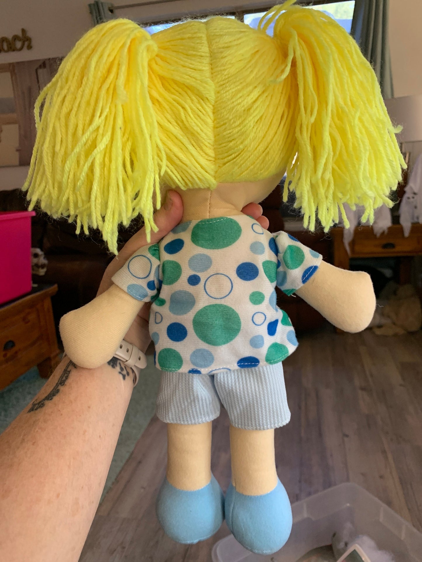 Homerbest Blonde Hair Soft Body Doll Plush Blue Eyes