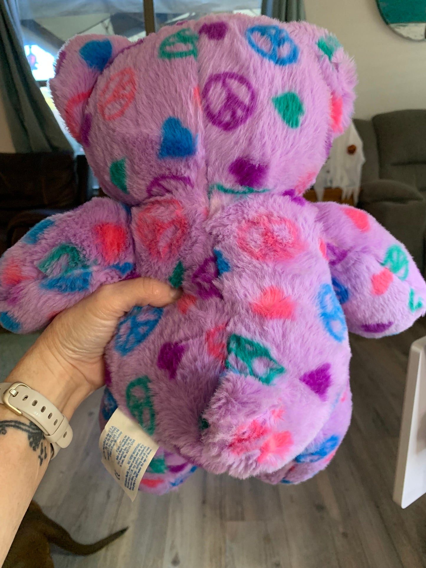 Build A Bear Purple Peace Teddy Bear Plush.