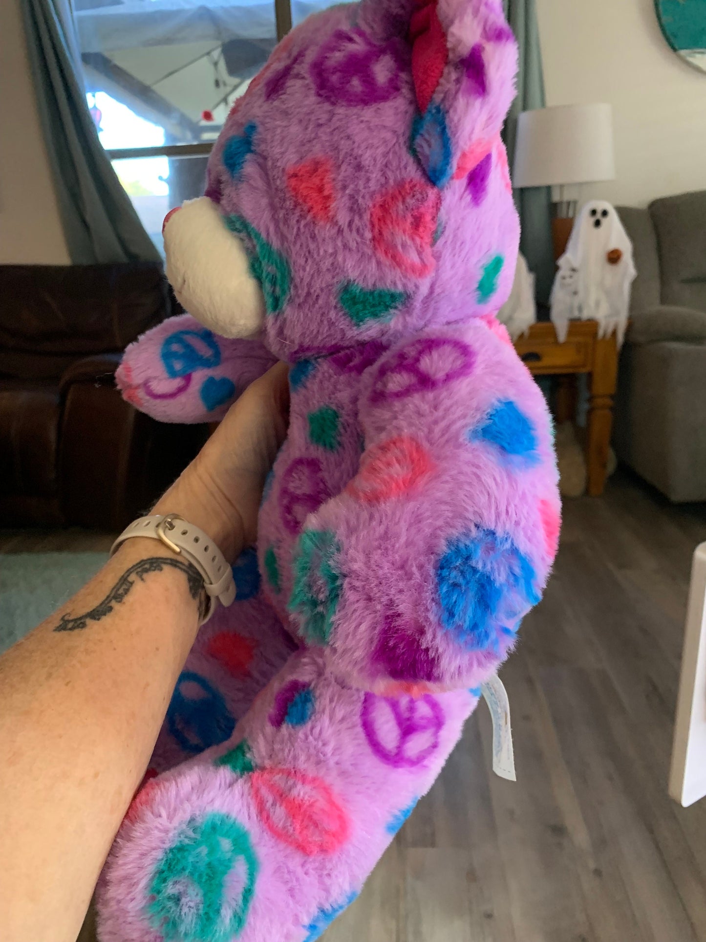 Build A Bear Purple Peace Teddy Bear Plush.