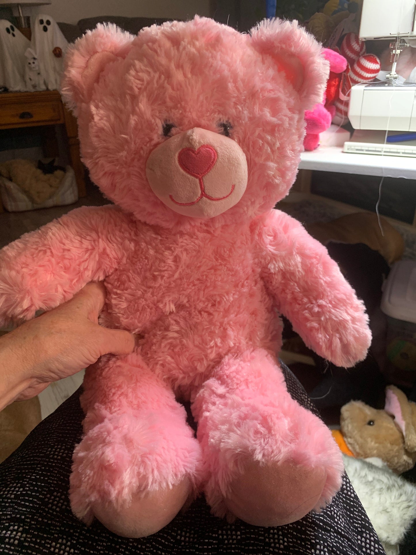 Build a Bear Pink Cuddles Plush Teddy Bear - Heart Nose