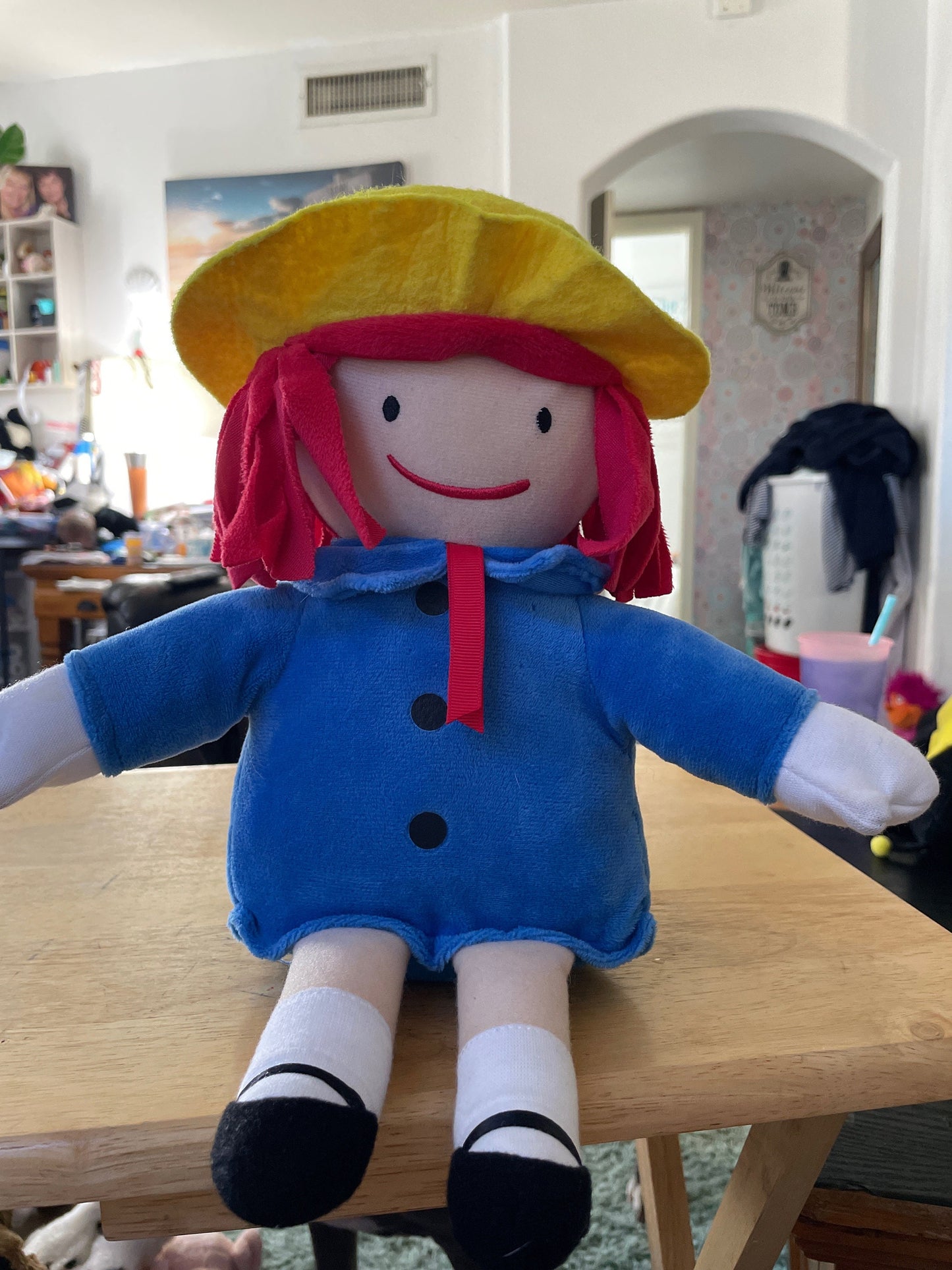 Kohls Cares Madeline Doll Plush. Blue Dress Yellow Hat