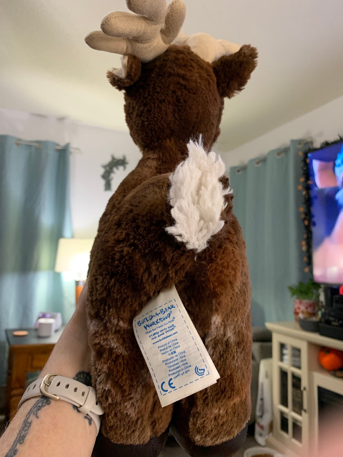 Build a Bear Brown Dasher Reindeer Plush Green Eyes