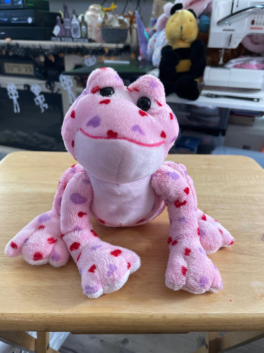 Webkinz Pink, Red and Purple Love Frog Plush.  EUC and No Code