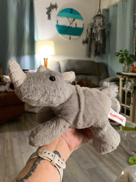 Aurora Small Rhino Plush. Mini Flopsie. Great Condition. Approximately 8”