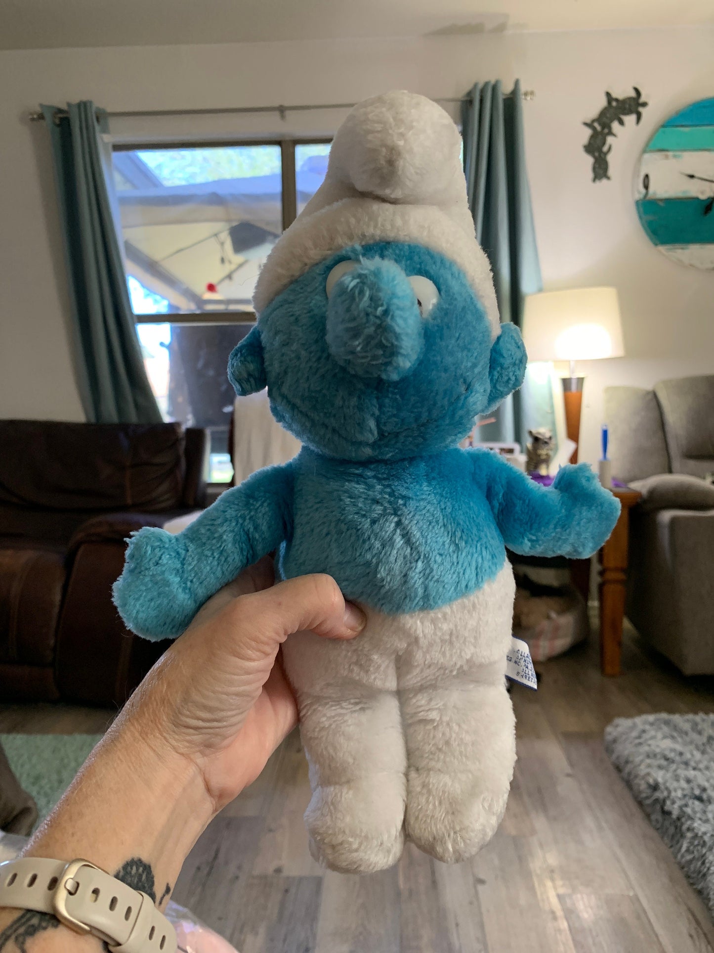 Vintage 1981 Wallace Berrie Smurfs Boy Plush, Restored Collectible