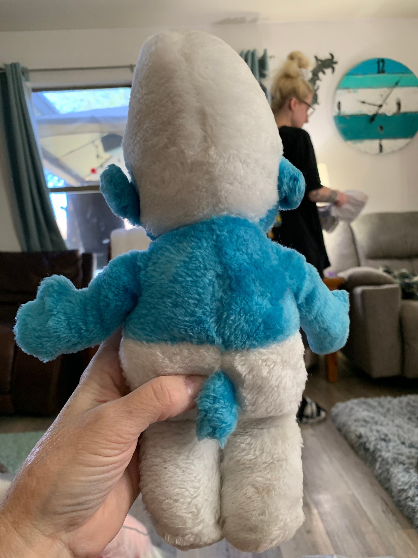 Vintage 1981 Wallace Berrie Smurfs Boy Plush, Restored Collectible