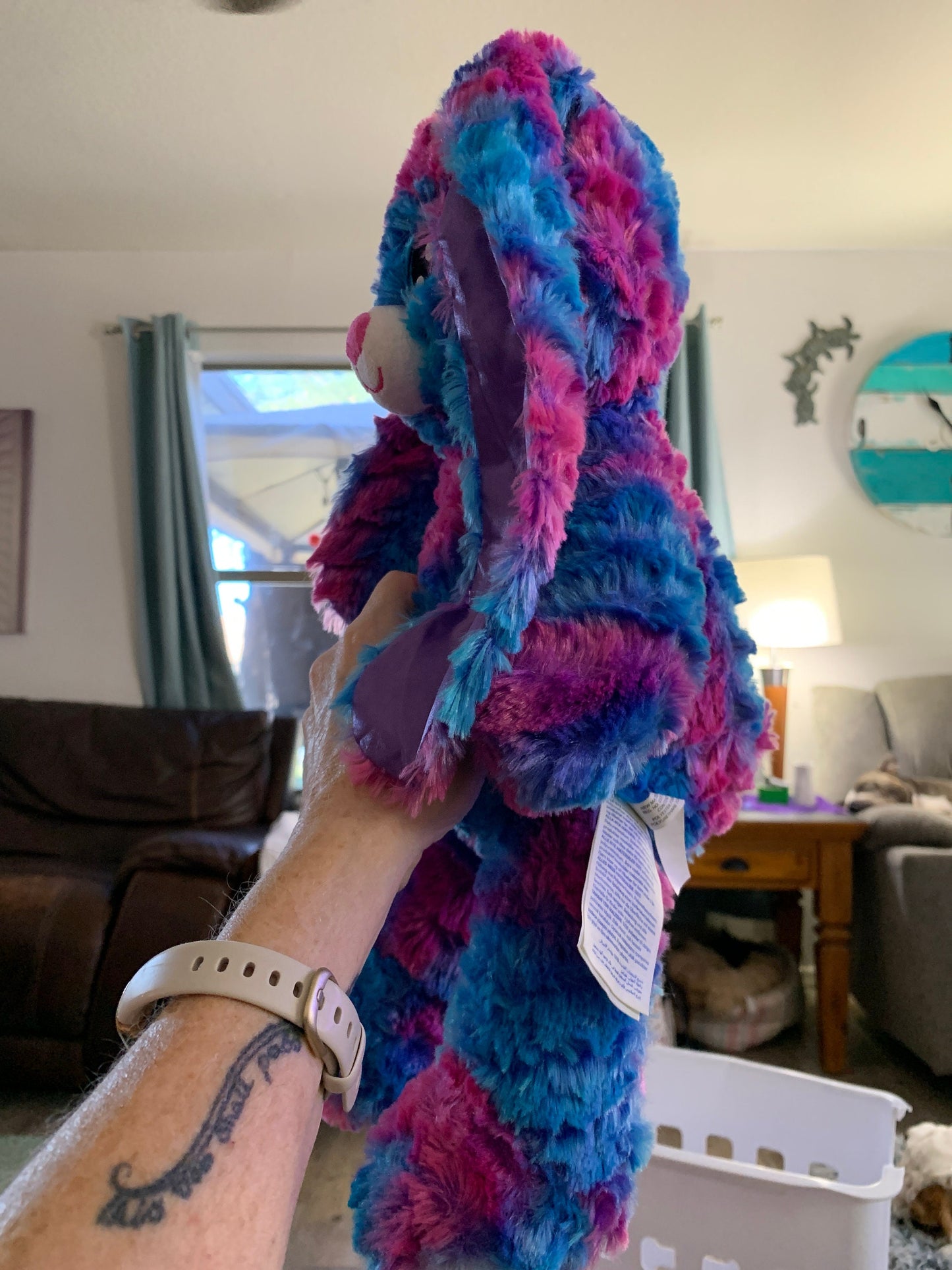 Build a Bear Lilac Pink, Purple and Blue Tie Dye Style Bunny Plush