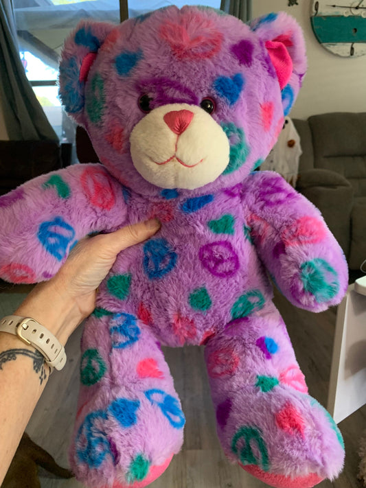 Build A Bear Purple Peace Teddy Bear Plush.