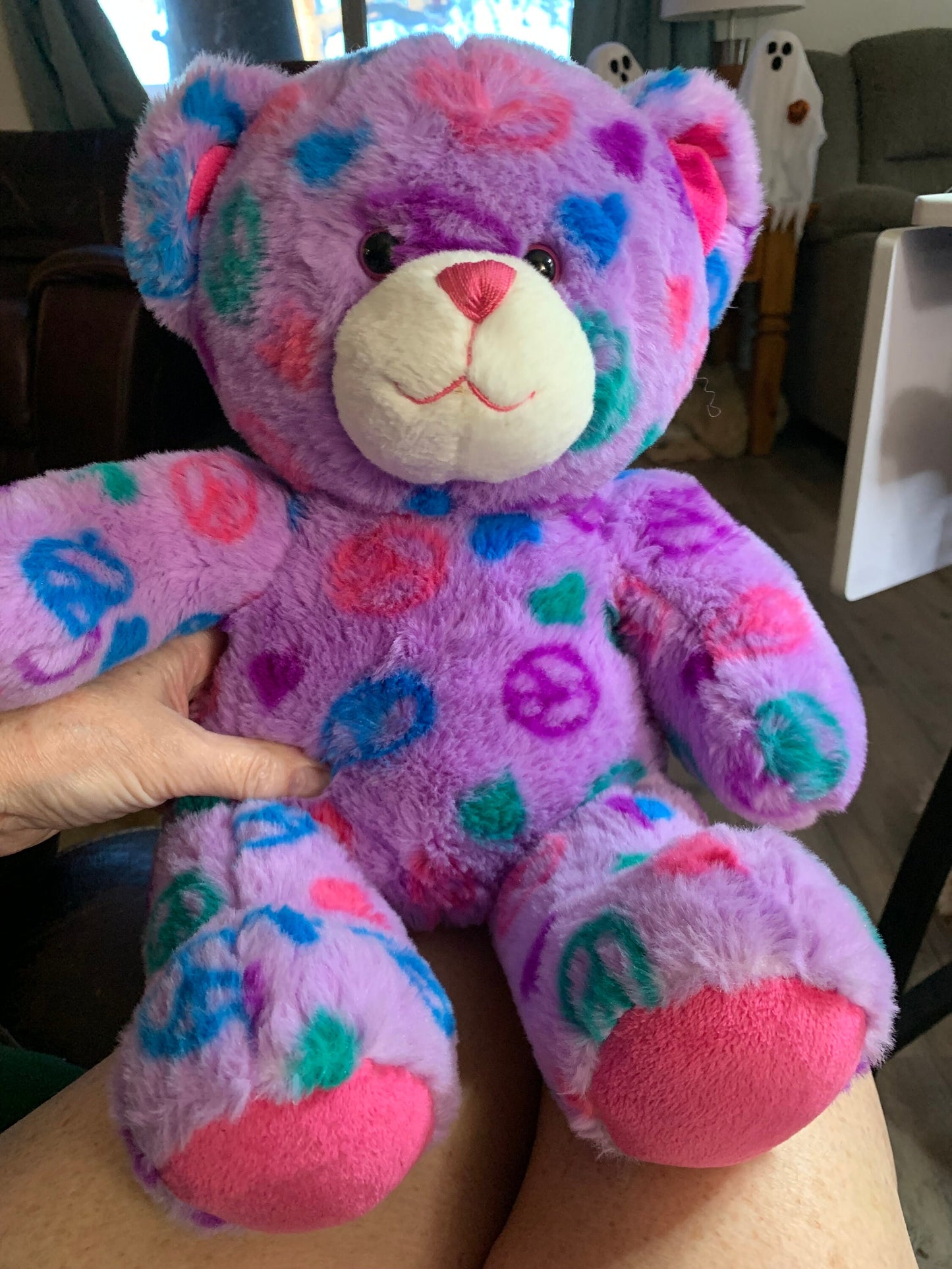 Build A Bear Purple Peace Teddy Bear Plush.
