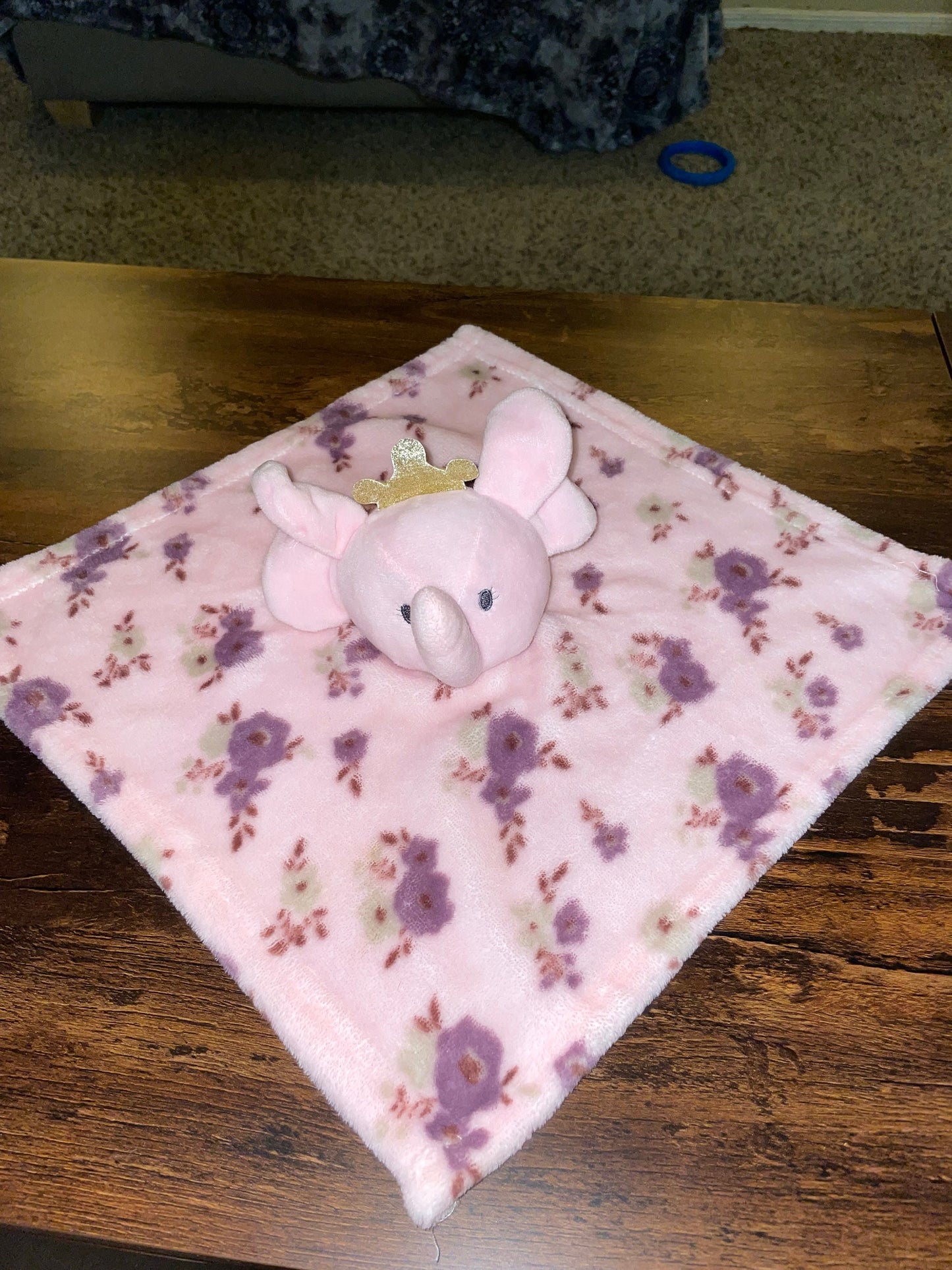 Manhattan Toy Pink Floral Elephant Lovey Security Blanket Plush